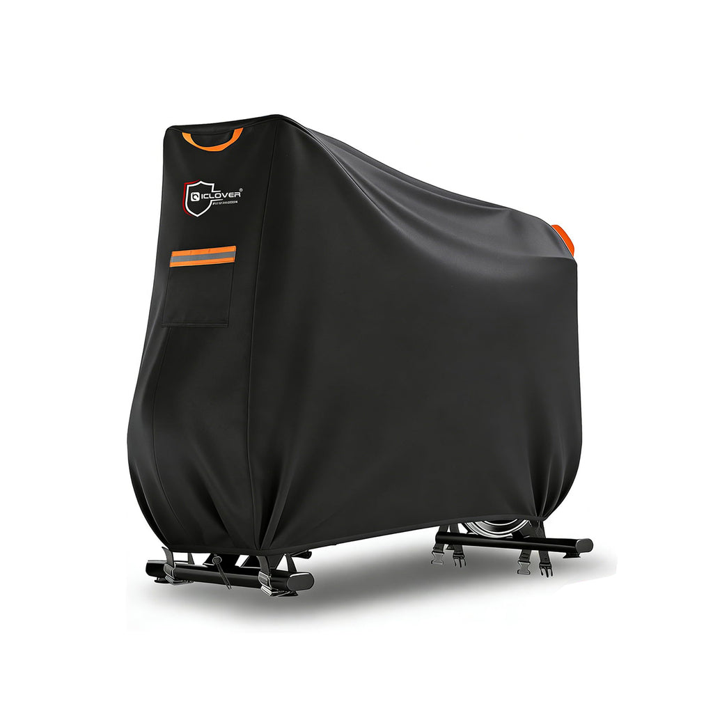 IC ICLOVER Exercise Bike Cover - Upright Bicycle Protective Covers Outdoor 600D Waterproof Dustproof, Stationary Indoor Cycling Bikes Storage with 4 Windproof Buckles for Peloton Yosuda Cursor Fitness