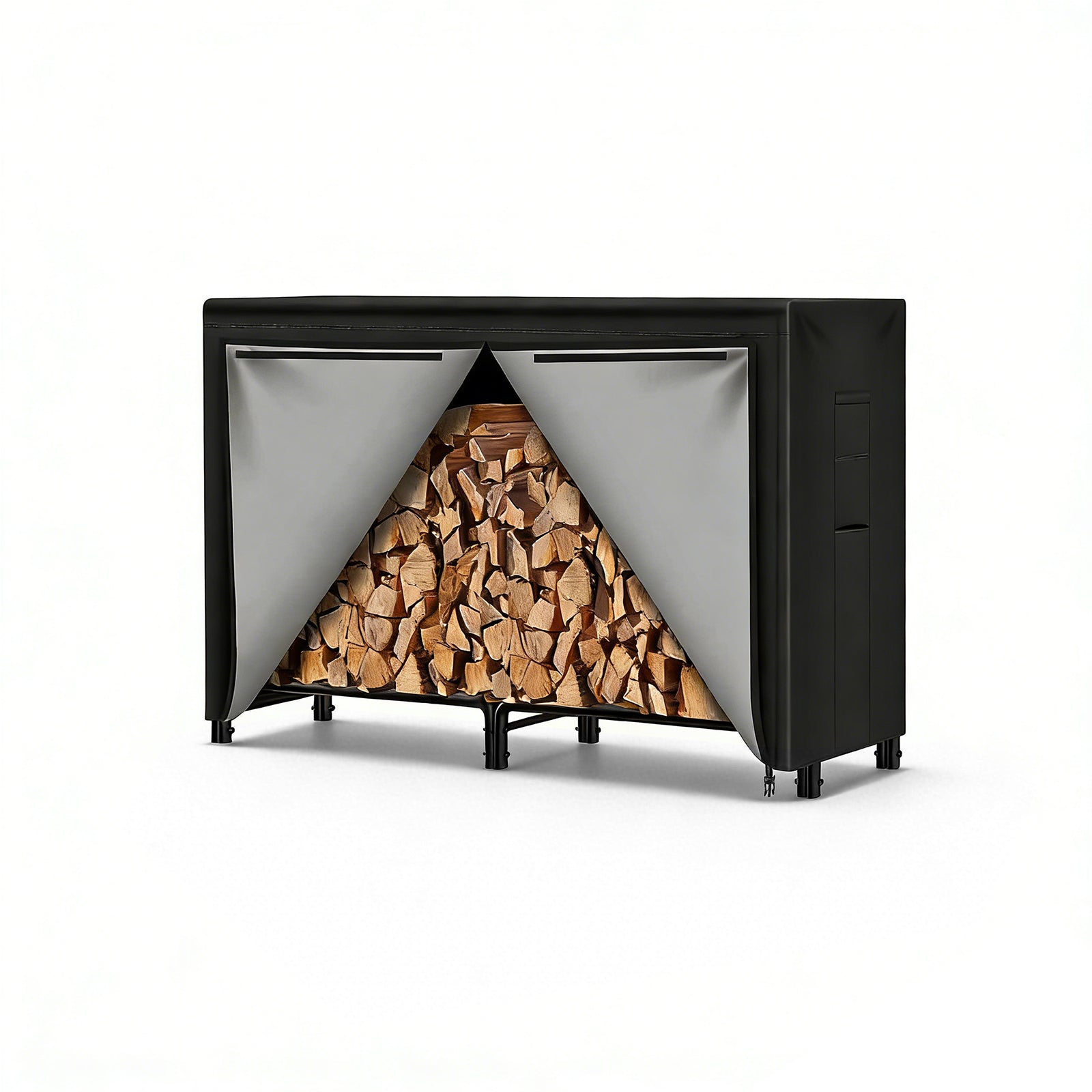 8ft Firewood Log Rack Cover Waterproof Outdoor Wood Storage Holder Cover Sun Dust Protector - Fireplace and Fire Pit Accessory