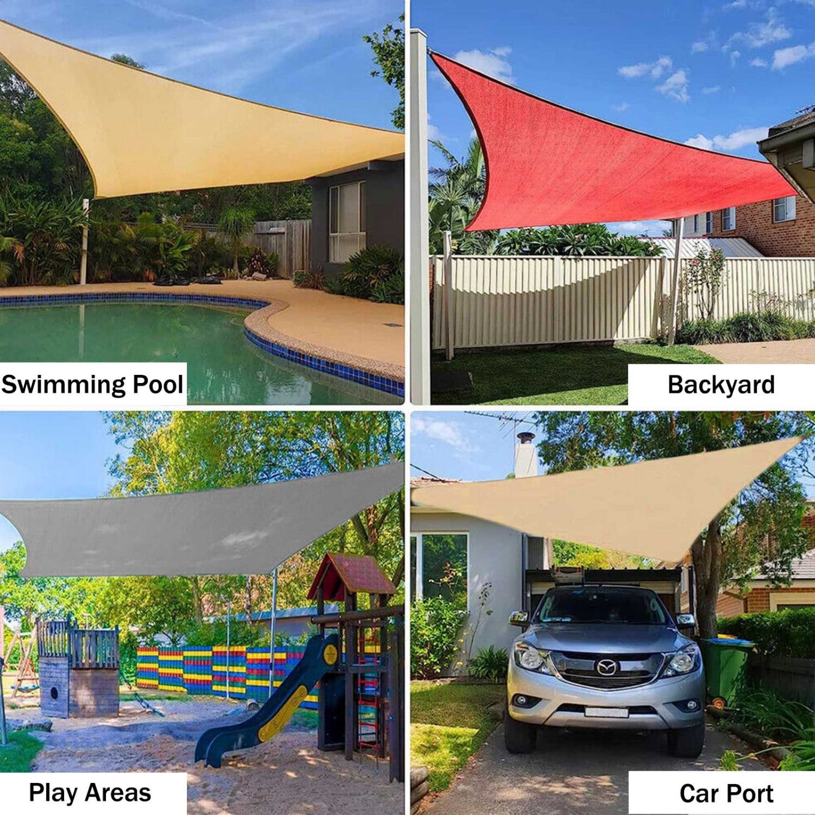 12' x 12' Square Sun Shade Sail, Permeable Sail Shades Canopy Cloth Shelter Cover, 185 GSM HDPE 95% UV Blockage, Sunshade Awning Canopies Outdoor for Patio Garden Backyard Deck -Cream