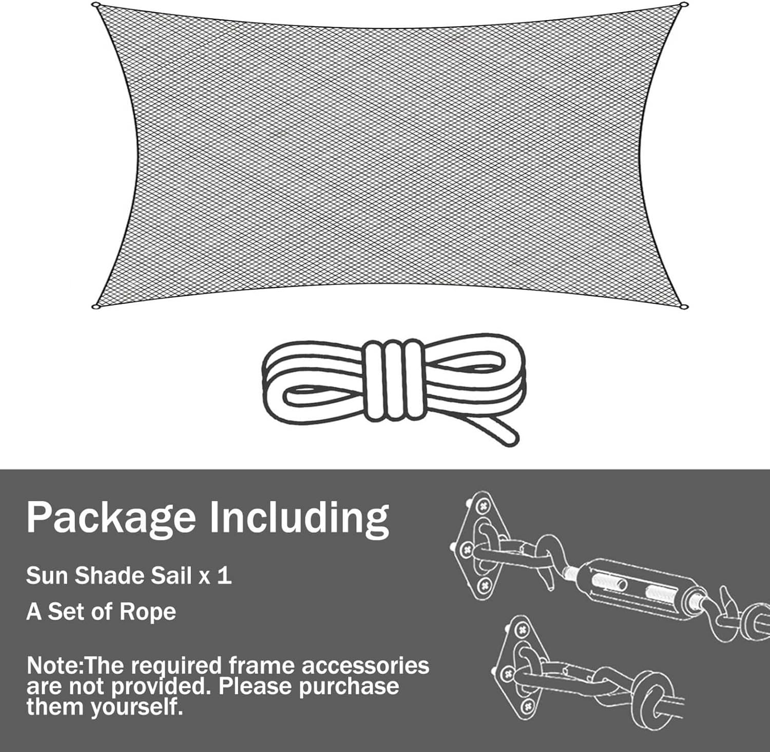 Sun Shade Sail, 95% UV Block Sun Sail Shade Canopy | 185 GSM HDPE Water & Air Permeable Canopy Cloth Shelter Cover, Sunshade Canopy Awning for Patio Garden Backyard Deck Outdoor