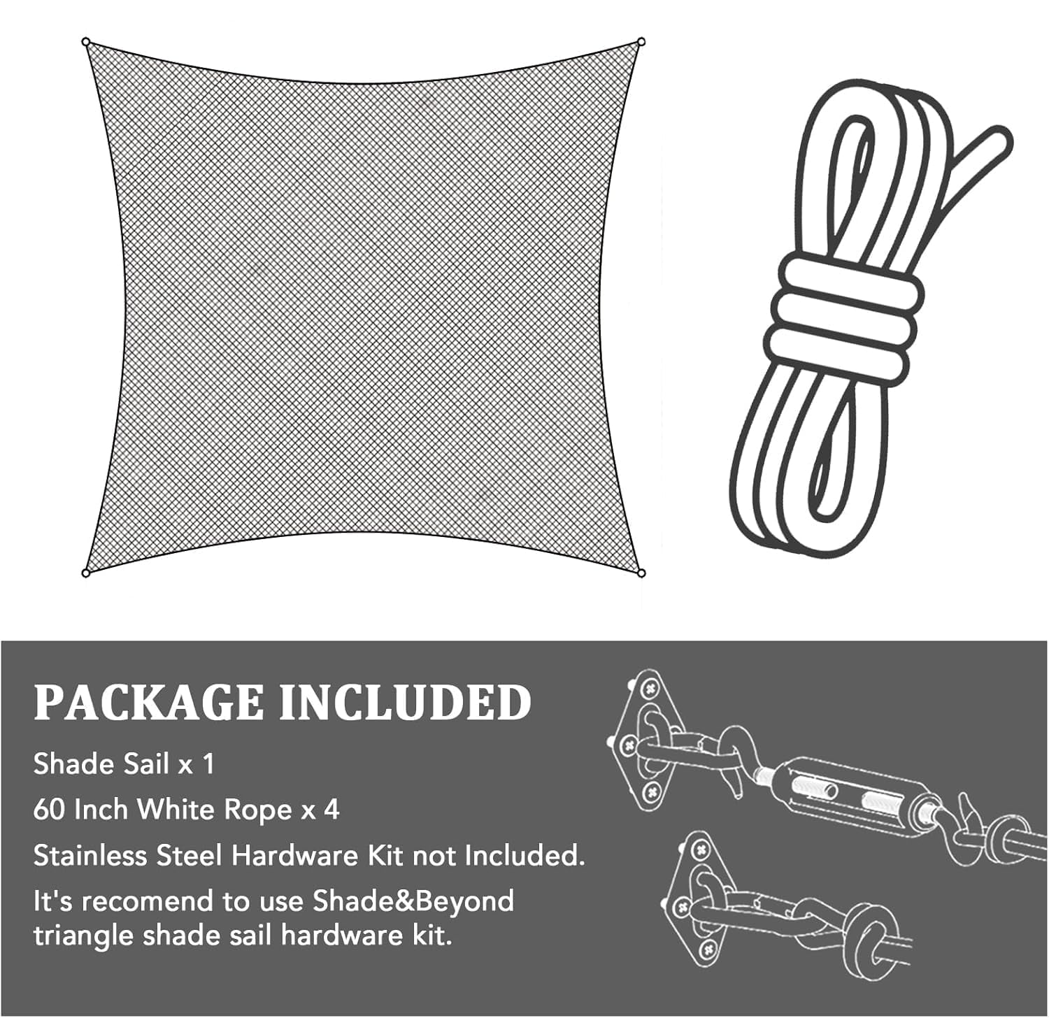Sun Shade Sail, 95% UV Block Sun Sail Shade Canopy | 185 GSM HDPE Water & Air Permeable Canopy Cloth Shelter Cover, Sunshade Canopy Awning for Patio Garden Backyard Deck Outdoor