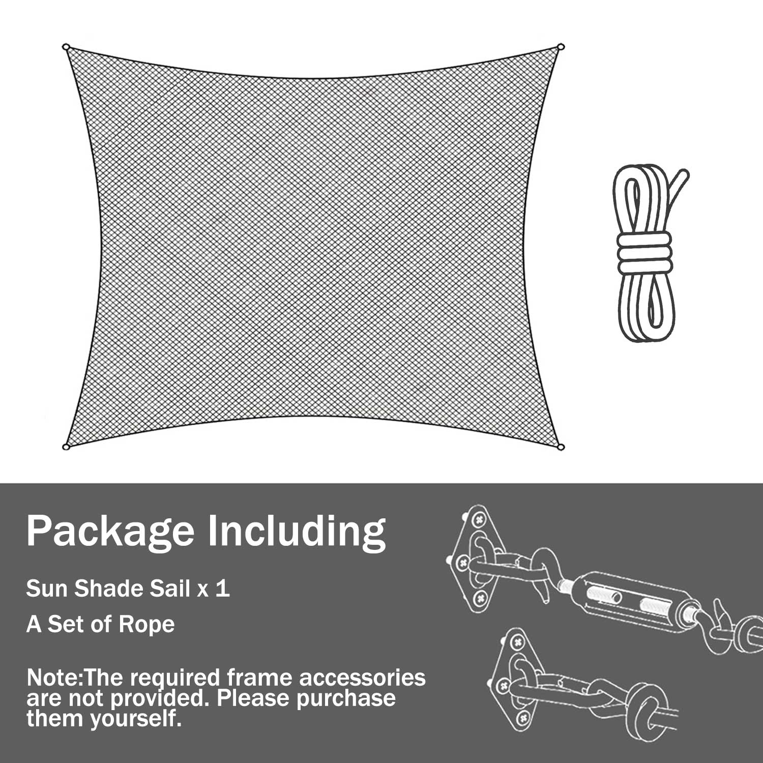 12' x 12' Square Sun Shade Sail, Permeable Sail Shades Canopy Cloth Shelter Cover, 185 GSM HDPE 95% UV Blockage, Sunshade Awning Canopies Outdoor for Patio Garden Backyard Deck -Cream