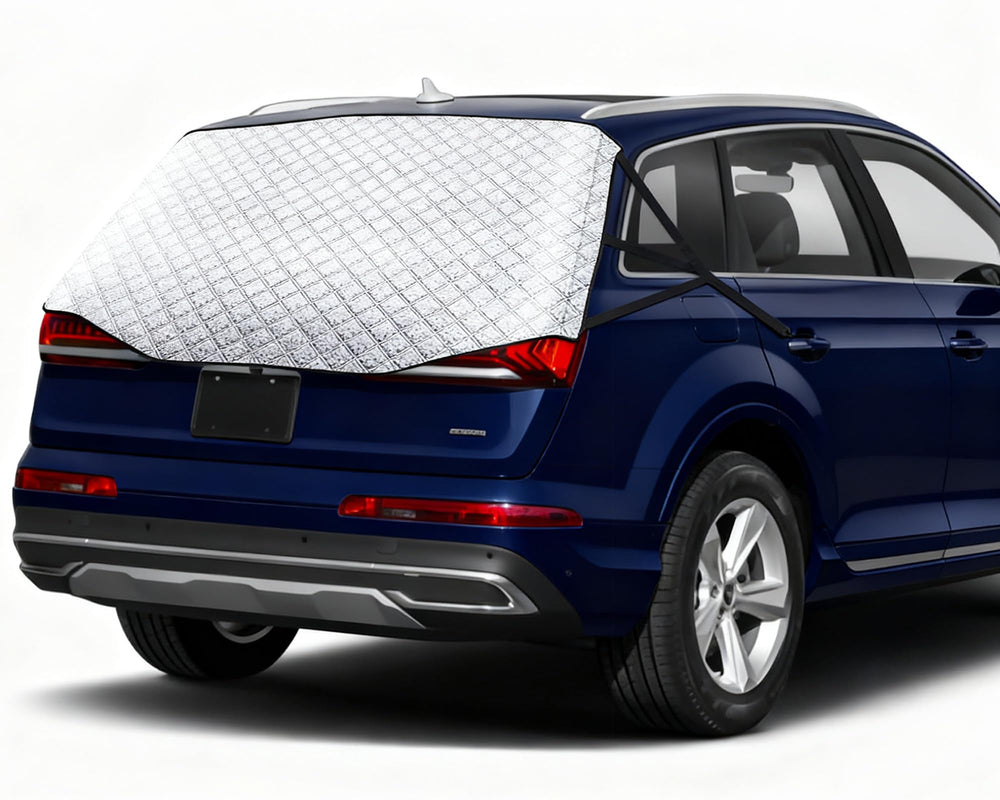 IC ICLOVER Rear Windshield Cover for SUVs, 4-Layer Protection Back Window Snow Covers Protector to Reduce Scraping, Winter Car Windshield Frost Cover for Ice and Snow with Secure Hooks for Snug Fit