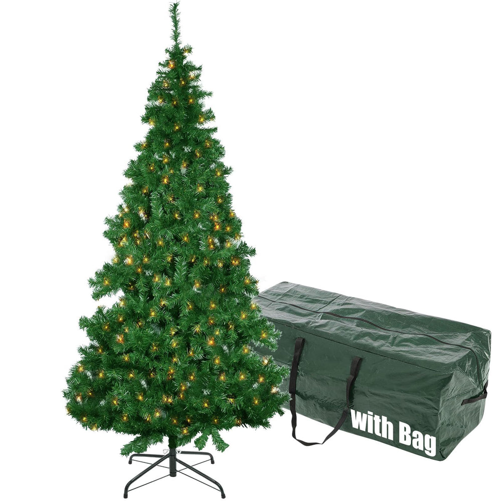 IC ICLOVER 6.5FT Prelit Artificial Christmas Tree, Xmas Tree with 250 White LED Lights for Home Party Holiday Decoration, Full Christmas Tree with 750 Branch Tips & Stand Metal Hinges