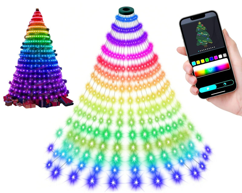 Smart Christmas Tree Lights, 20 Drop Line Go Over Tree, 400LED Multi Color Changing Lights with APP Control & Remote Control, Indoor Outdoor Christmas Tree Fairy String Lights Xmas Party Decoration