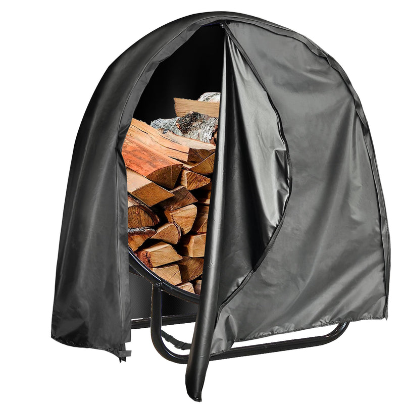 IC ICLOVER Firewood Log Hoop Cover | 24 Inch & 40 Inch & 48 Inch Outdoor Heavy Duty 600D Oxford Waterproof and Weather Resistant Patio Log Rack Cover | Wood Polyester Fabric Storage Holder Cover with Zipper