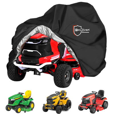 IC ICLOVER Riding Lawn Mower Cover, Universal Fits Decks up to 54", 600D Heavy Duty Waterproof Lawn Tractor Cover, Outdoor Protection Against UV, Dust, Wind, Ride-on Mower Tractor Storage with Elastic Hem