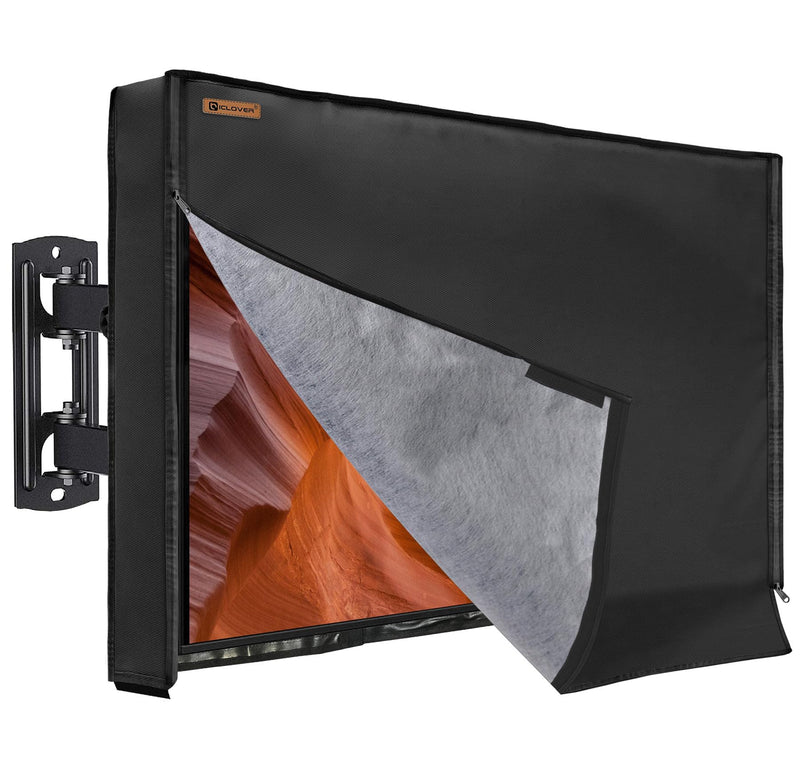 IC ICLOVER 40-43/48-50/52-55/60-65 inch Outdoor TV Cover, Roll up Front Flap with Non Scratch Soft Liner Protect LED Screen, Zipper Access Weatherproof TV Protector, Outside Waterproof Television Cover fit Wall Mount