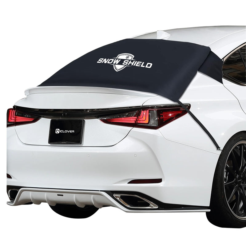 IC ICLOVER Rear Snow Cover, 600D Heavy Duty All Weather Back Window Shade, Full Protection from Snow, Ice & Frost, Winter Cover with Flaps and 4 Magnets, Fit Most Cars and Sedans
