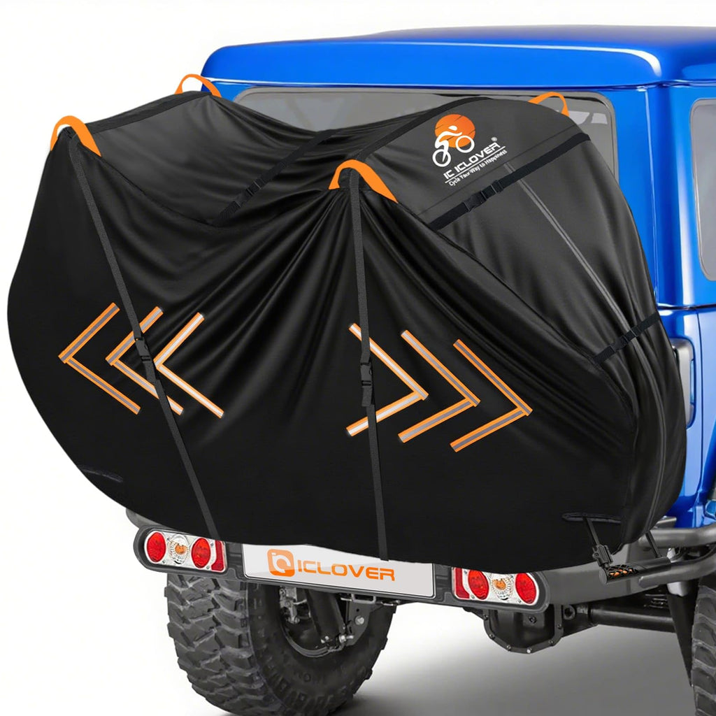 IC ICLOVER Bike Cover for Transport on Rack, Bicycle Covers for 1, 2, 3 Bikes on Rear Bike Rack, 600D Outdoor Storage Bike Travel Cover on Car Bike Rack, Full Zipper Protection Waterproof Bike Rack Covers