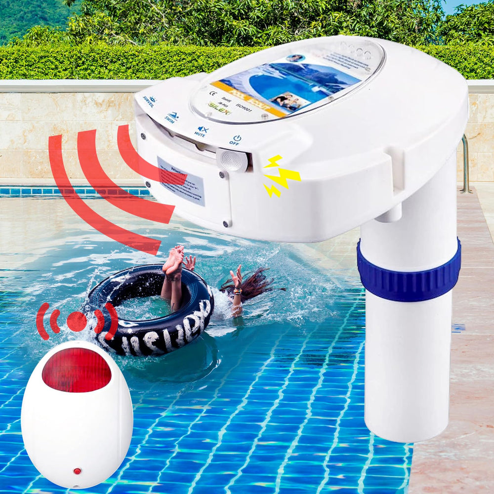 IC ICLOVER Pool Alarm with Remote Receiver, Underwater Immersion Drown Monitor System, Poolside Alarms for Inground Pools, Secure with Screws, Kids Toddler Pets Swimming Pool Safety Guard Protection