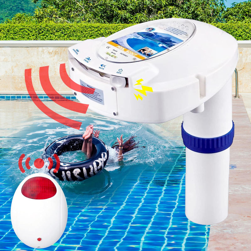 IC ICLOVER Pool Alarm with Remote Receiver, Underwater Immersion Drown Monitor System, Poolside Alarms for Inground Pools, Secure with Screws, Kids Toddler Pets Swimming Pool Safety Guard Protection