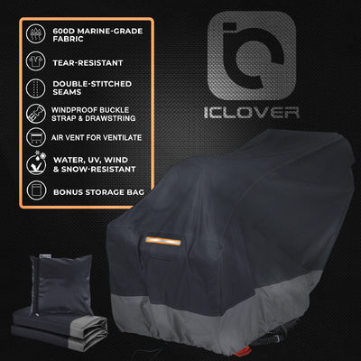 IC ICLOVER Snow Blower Cover | Two Stage Electric Snow Thrower Cover | Heavy Duty 600D Oxford Fabric Waterproof | Windproof | Sun UV Dust Proof | with Air Vent | Reflective Stripe Handle