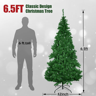 IC ICLOVER 6.5FT Prelit Artificial Christmas Tree, Xmas Tree with 250 White LED Lights for Home Party Holiday Decoration, Full Christmas Tree with 750 Branch Tips & Stand Metal Hinges