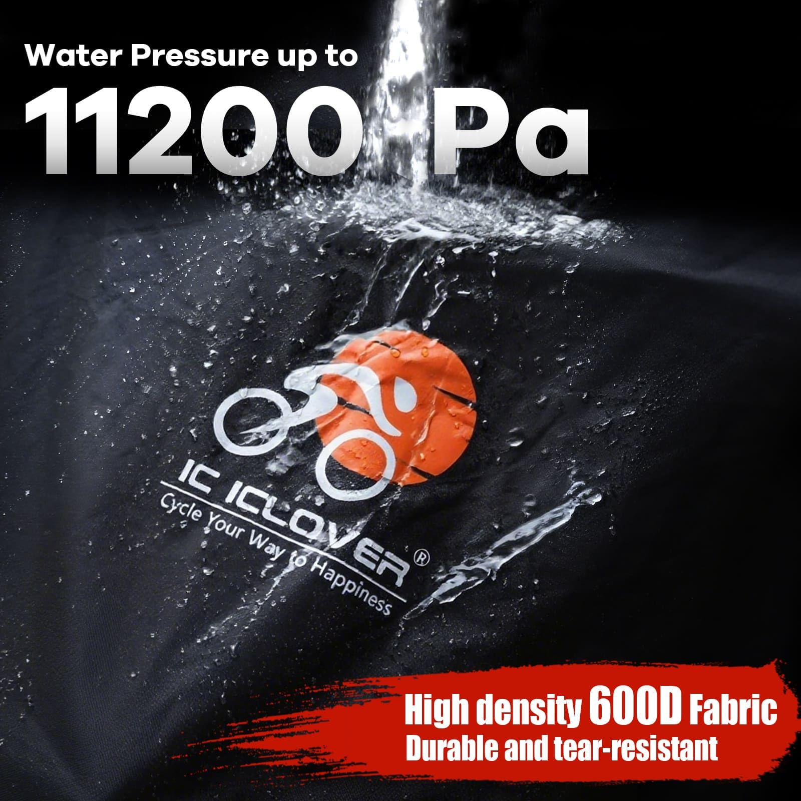 IC ICLOVER Bike Cover for Transport on Rack, Bicycle Covers for 1, 2, 3 Bikes on Rear Bike Rack with Safety Visible Tail Lights Window, 600D Waterproof Outdoor Storage Bike Cover on Hitch Travel for RV SUV