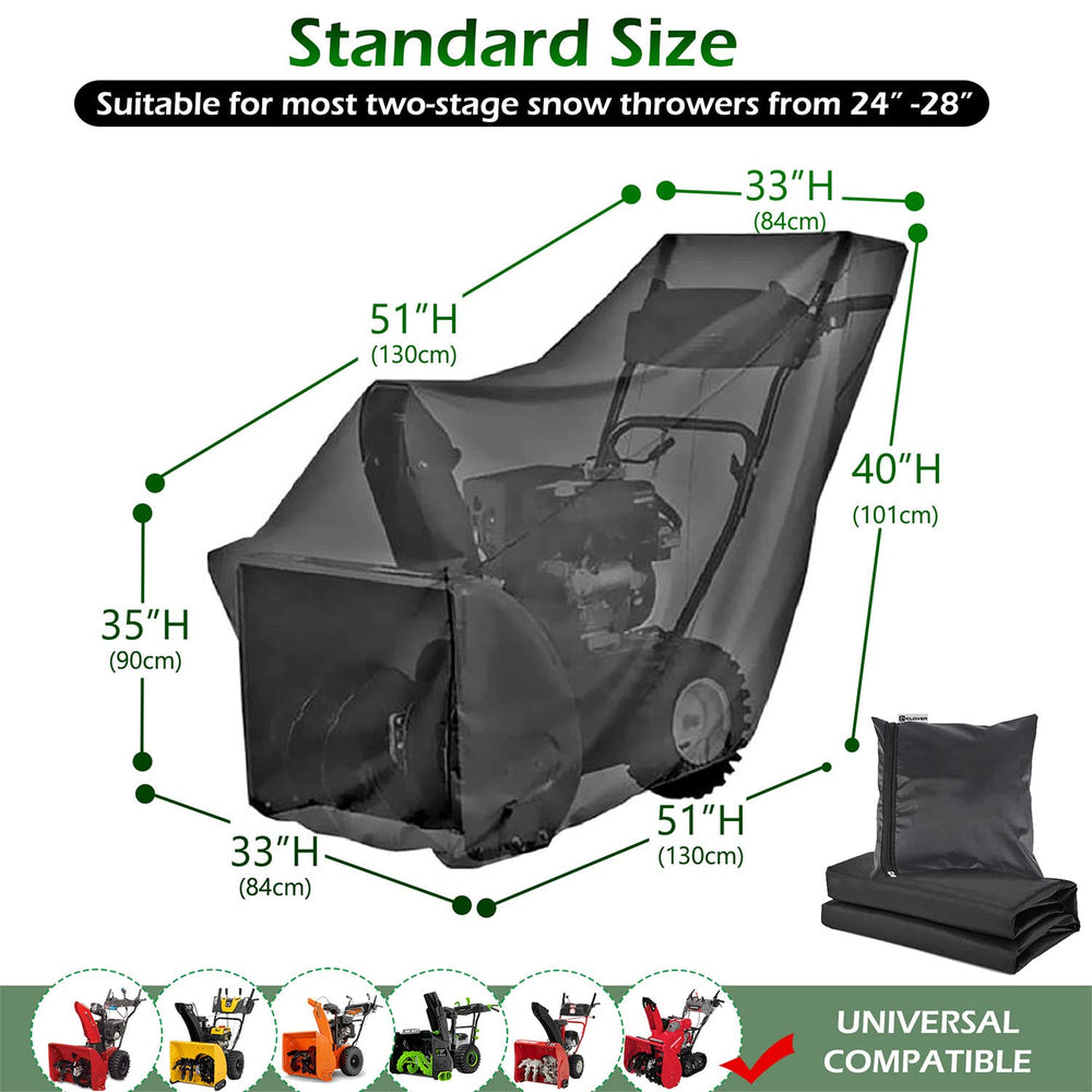 IC ICLOVER Snow Blower Cover | Universal Fit Two Stage Snow Thrower Cover | Heavy Duty 600D Oxford Fabric Waterproof | Windproof Sun UV Dust Proof with Air Vent Reflective Stripe Handle