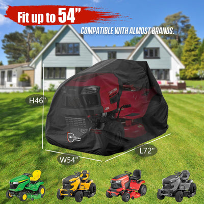 IC ICLOVER Riding Lawn Mower Cover, Universal Fits Decks up to 54", 600D Heavy Duty Waterproof Lawn Tractor Cover, Outdoor Protection Against UV, Dust, Wind, Ride-on Mower Tractor Storage with Elastic Hem
