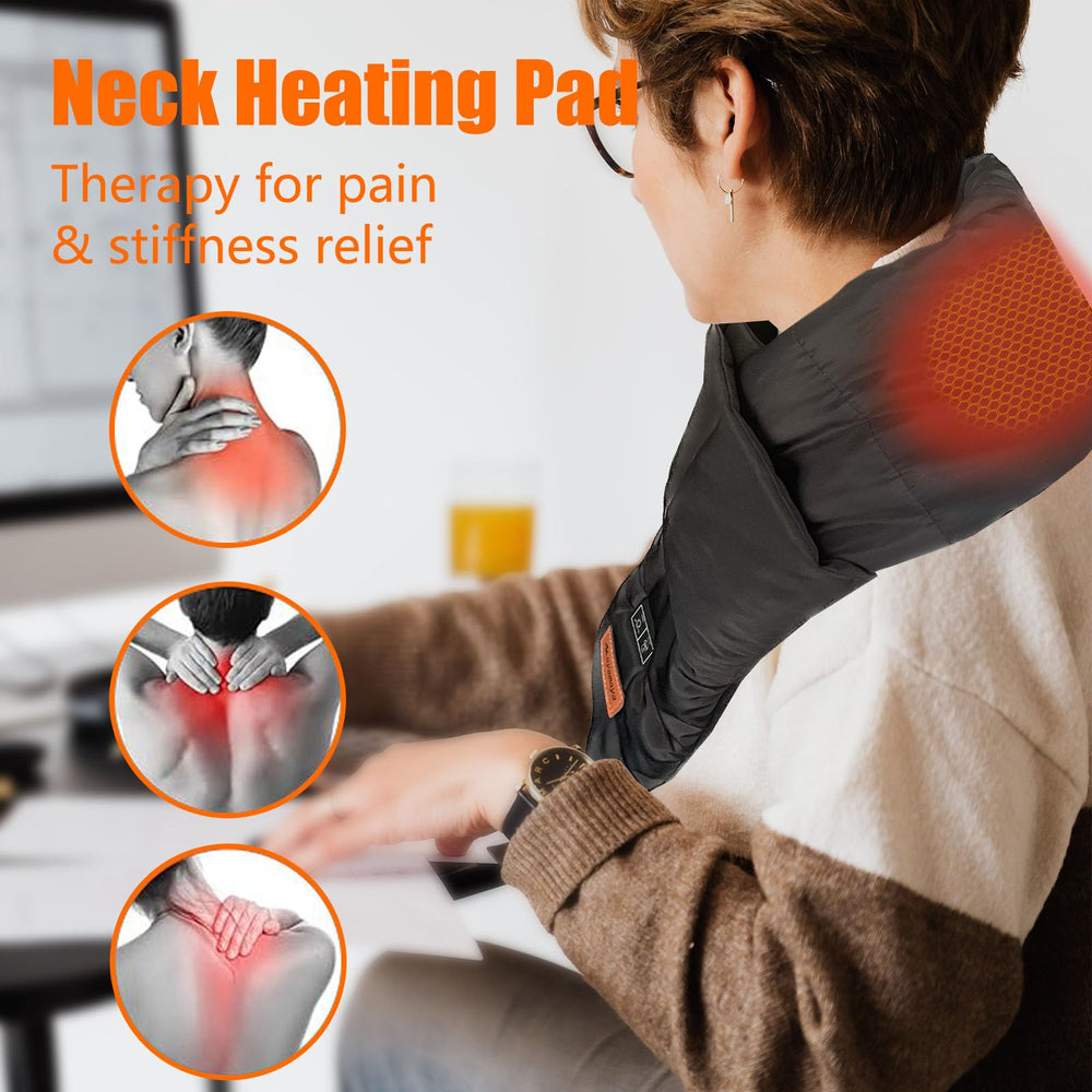 IC ICLOVER Heated Scarf, Rechargeable Neck Heating Pad with Foldable Hood, Electric Cordless Neck Warmer Men Women Xmas Gift