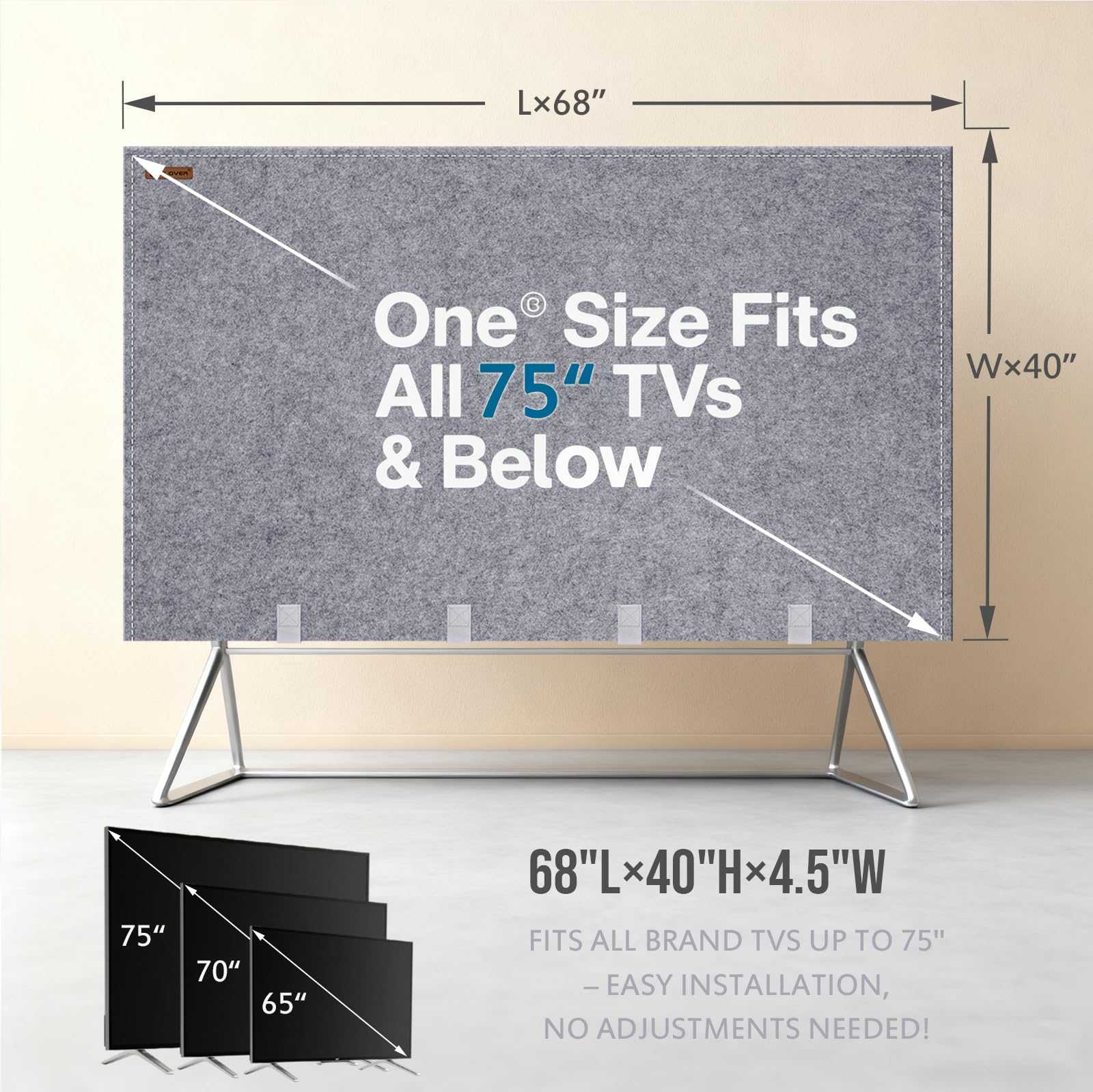 Felt TV Cover for Moving - Tear Resistance Thick TV Protector Dust Covers with Bottom Straps