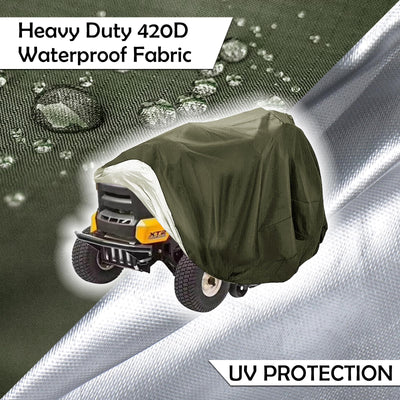 IC ICLOVER Lawn Mower Cover, Fits Decks up to 54", 420D Waterproof Heavy Duty Riding Mower Cover, Outdoor Tractor Cover, UV Dust Rain Snow Protection, Durable Universal Fit Lawnmower Storage Cover