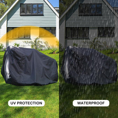 IC ICLOVER Lawn Mower Cover, Fits Decks up to 54", Waterproof Riding Mower Cover, Outdoor Tractor Cover, UV Rain Snow Protection, Universal Fit Lawnmower Storage Cover (Black - Basic Edition)