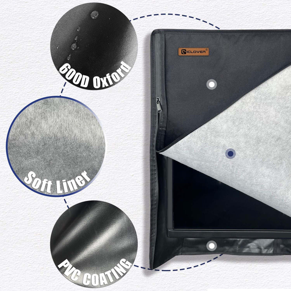 IC ICLOVER 40-43/48-50/52-55/60-65 inch Outdoor TV Cover, Roll up Front Flap with Non Scratch Soft Liner Protect LED Screen, Zipper Access Weatherproof TV Protector, Outside Waterproof Television Cover fit Wall Mount