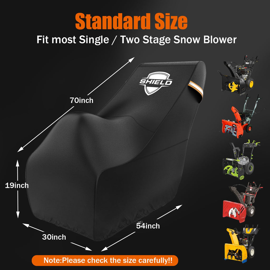 IC ICLOVER Snow Blower Cover, 3D-Clipping Fits Most Electric Two Stage Snowblowers, 600D Heavy Duty Waterproof Snow Thrower Cover, Windproof UV Sun Proof with Air Vents, 24-26inch Snow Blower Outdoor Protector