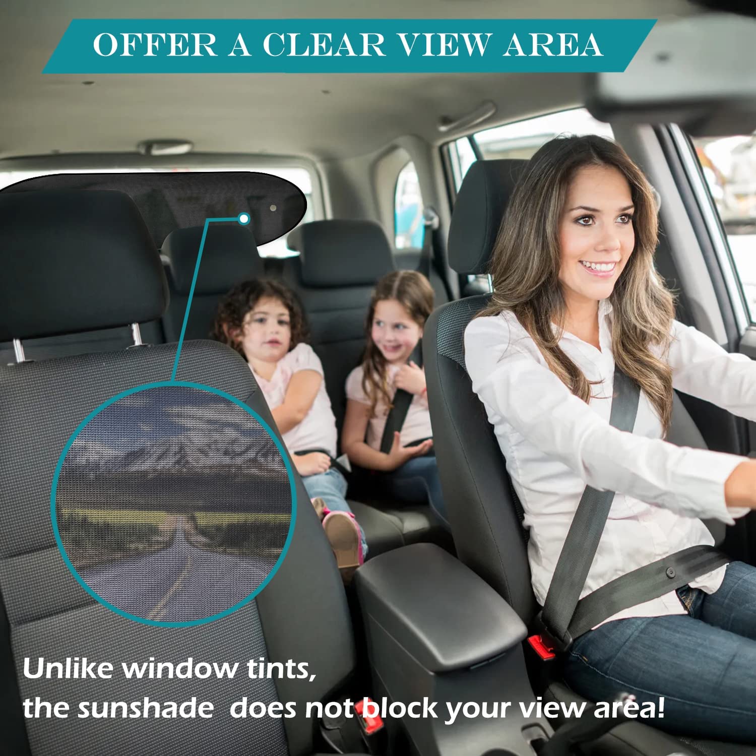 IC ICLOVER Car Sun Shade, Folding Automotive Rear Window Shade, Universal Mesh Screen Back Window Sun Visor with Magnet Adsorption for Children Kids