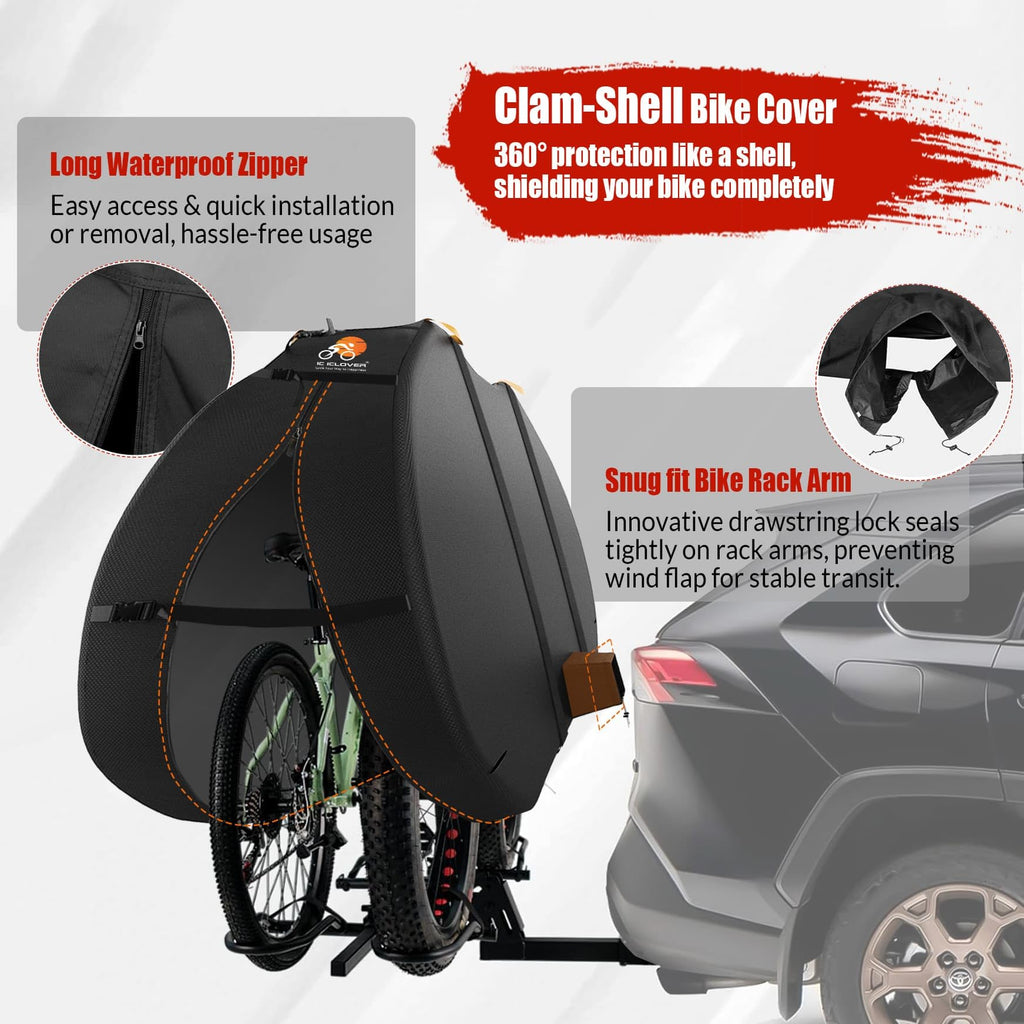 IC ICLOVER Bike Cover for Transport on Rack, Bicycle Covers for 1, 2, 3 Bikes on Rear Bike Rack, 600D Outdoor Storage Bike Travel Cover on Car Bike Rack, Full Zipper Protection Waterproof Bike Rack Covers