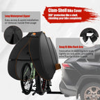 IC ICLOVER Bike Cover for Transport on Rack, Bicycle Covers for 1, 2, 3 Bikes on Rear Bike Rack, 600D Outdoor Storage Bike Travel Cover on Car Bike Rack, Full Zipper Protection Waterproof Bike Rack Covers