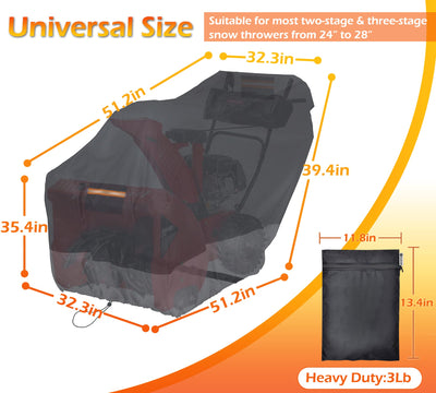 IC ICLOVER Snow Blower Cover | Two Stage Electric Snow Thrower Cover | Heavy Duty 600D Oxford Fabric Waterproof | Windproof | Sun UV Dust Proof | with Air Vent | Reflective Stripe Handle