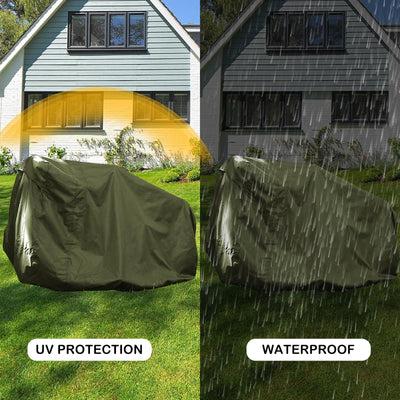 IC ICLOVER Lawn Mower Cover, Fits Decks up to 54", 420D Waterproof Heavy Duty Riding Mower Cover, Outdoor Tractor Cover, UV Dust Rain Snow Protection, Durable Universal Fit Lawnmower Storage Cover