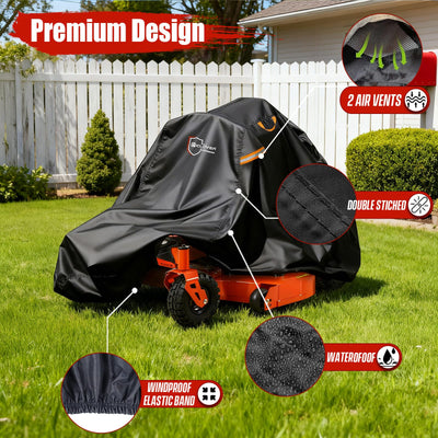 IC ICLOVER Zero Turn Mower Cover, Universal Fit Decks Up to 60", 600D Waterproof Riding Lawn Mower Cover for Outdoor Storage, Zero-Turn Tractor Covers for All-Weather Protection Against UV,Rain,Dust