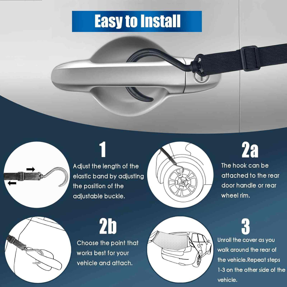 IC ICLOVER Rear Windshield Cover for SUVs, 4-Layer Protection Back Window Snow Covers Protector to Reduce Scraping, Winter Car Windshield Frost Cover for Ice and Snow with Secure Hooks for Snug Fit