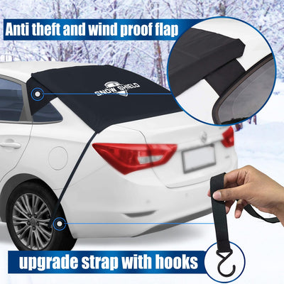 IC ICLOVER Rear Snow Cover, 600D Heavy Duty All Weather Back Window Shade, Full Protection from Snow, Ice & Frost, Winter Cover with Flaps and 4 Magnets, Fit Most Cars and Sedans