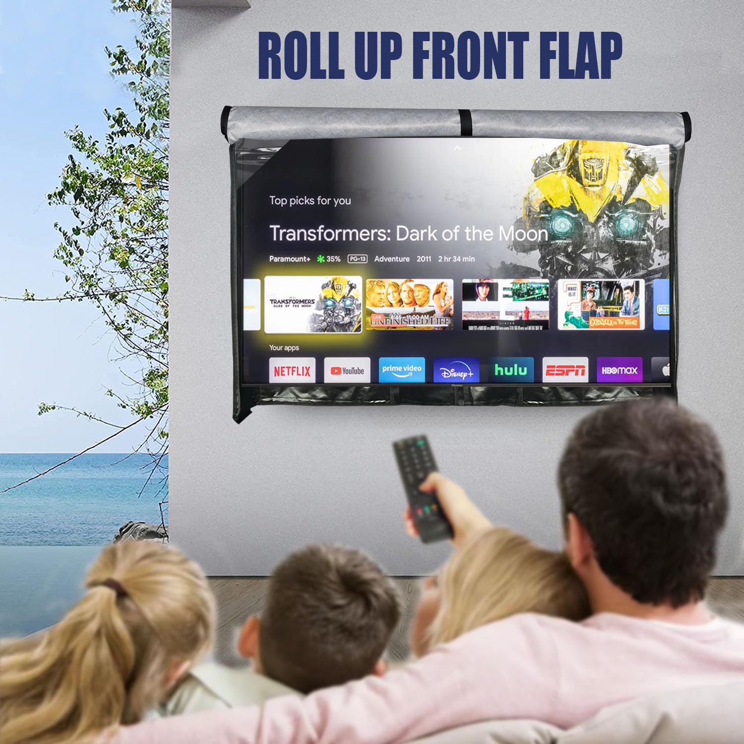Outdoor TV Cover for Amazon Fire - LED Screen Protector with Non Scratch Soft Liner & Zipper
