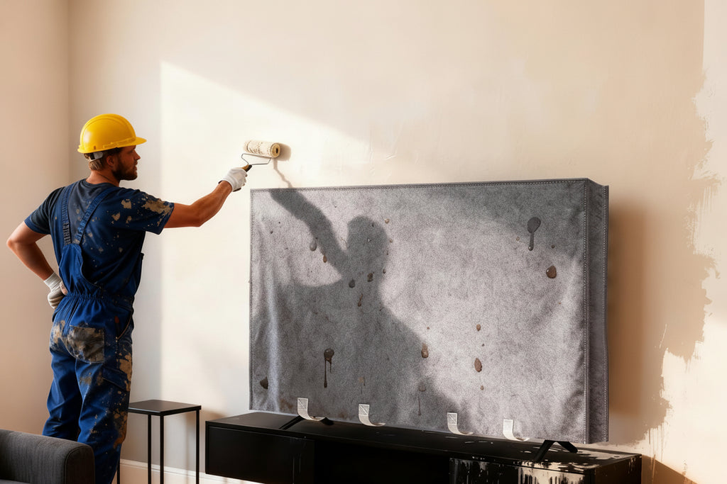 Felt TV Cover for Moving - Tear Resistance Thick TV Protector Dust Covers with Bottom Straps