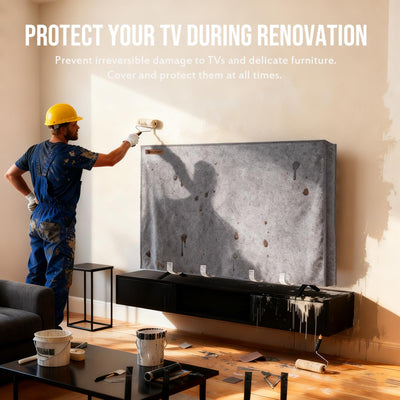 IC ICLOVER TV Cover for Moving, Tear Resistance Thick Felt Cover Fit up to 60"-65"/ 70"-75"Flat Screens TVs, Reusable Anti-Scratch TV Protector Dust Covers with Bottom Straps,for Renovation, Painting, Storing