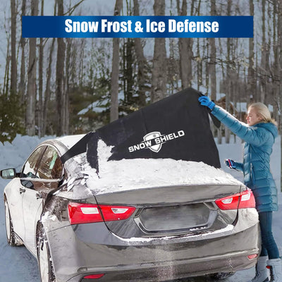 IC ICLOVER Rear Snow Cover, 600D Heavy Duty All Weather Back Window Shade, Full Protection from Snow, Ice & Frost, Winter Cover with Flaps and 4 Magnets, Fit Most Cars and Sedans