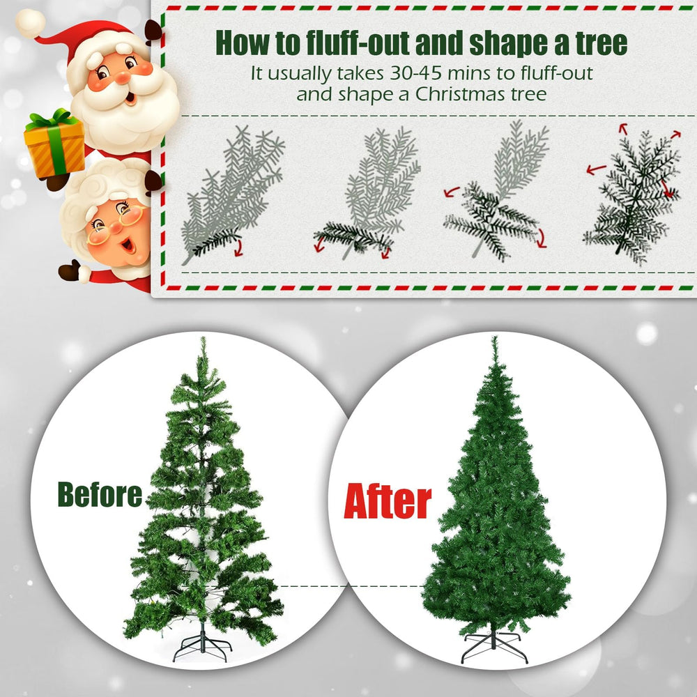 IC ICLOVER 6.5FT Prelit Artificial Christmas Tree, Xmas Tree with 250 White LED Lights for Home Party Holiday Decoration, Full Christmas Tree with 750 Branch Tips & Stand Metal Hinges