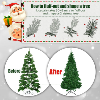 IC ICLOVER 6.5FT Prelit Artificial Christmas Tree, Xmas Tree with 250 White LED Lights for Home Party Holiday Decoration, Full Christmas Tree with 750 Branch Tips & Stand Metal Hinges