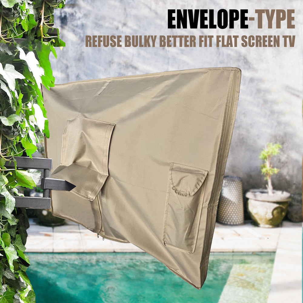 IC ICLOVER Outdoor TV Cover for Amazon Fire TV 43/50/55/65, 600D Heavy Duty 4 Season Weatherproof TV Screen Protector with Waterproof Zipper Velcro&Remote Control Pocket, Outside Television Cover