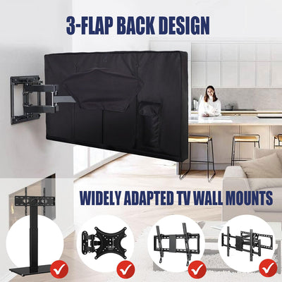 IC ICLOVER 40-43/48-50/52-55/60-65 inch Outdoor TV Cover, Roll up Front Flap with Non Scratch Soft Liner Protect LED Screen, Zipper Access Weatherproof TV Protector, Outside Waterproof Television Cover fit Wall Mount