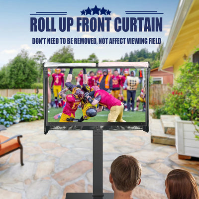 IC ICLOVER US Flag Outdoor TV Cover for 32Inch/39-40Inch/43Inch/48-50Inch/52-55Inch/60-65Inch, 600D Heavy Duty 4 Season Weatherproof TV Screen Protector with Waterproof Zipper Access & Remote Control Pocket, Outside Television Enclosure for LED, LCD TVs