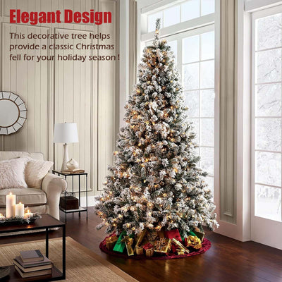 IC ICLOVER 7.5FT Snow Flocked Christmas Tree, White Prelit Christmas Trees with 500 LED Lights, Snowy Flocked Xmas Tree with 1,088 Branches&Storage Bag, Easy Assembly for Home Outdoor Party Decoration