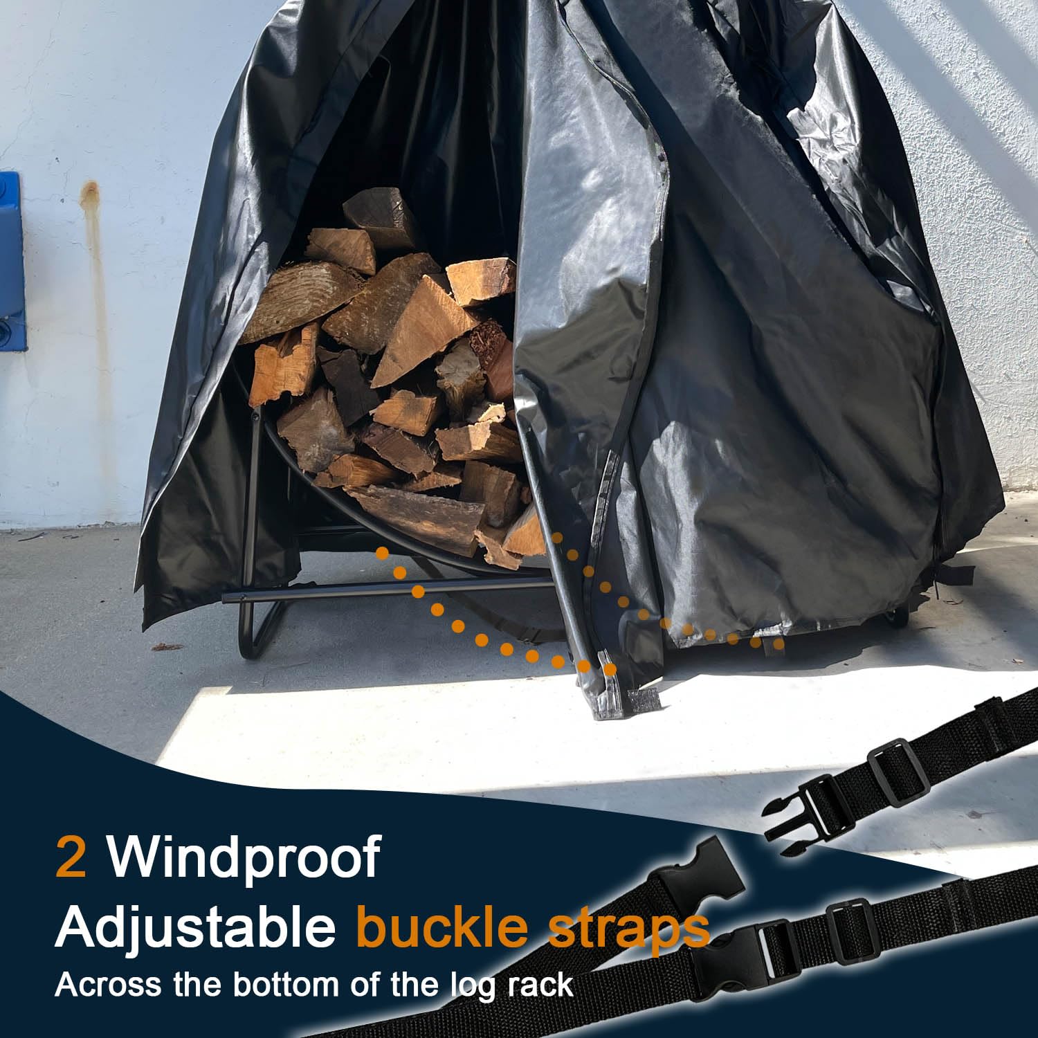 IC ICLOVER Firewood Log Hoop Cover | 24 Inch & 40 Inch & 48 Inch Outdoor Heavy Duty 600D Oxford Waterproof and Weather Resistant Patio Log Rack Cover | Wood Polyester Fabric Storage Holder Cover with Zipper