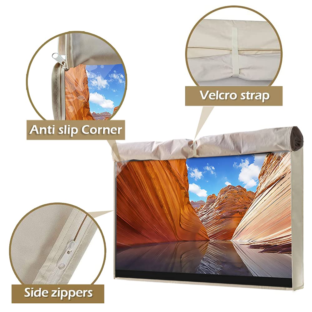 TV Cover for Amazon Fire TV - Weatherproof TV Screen Protector with Zipper & Remote Control Pocket