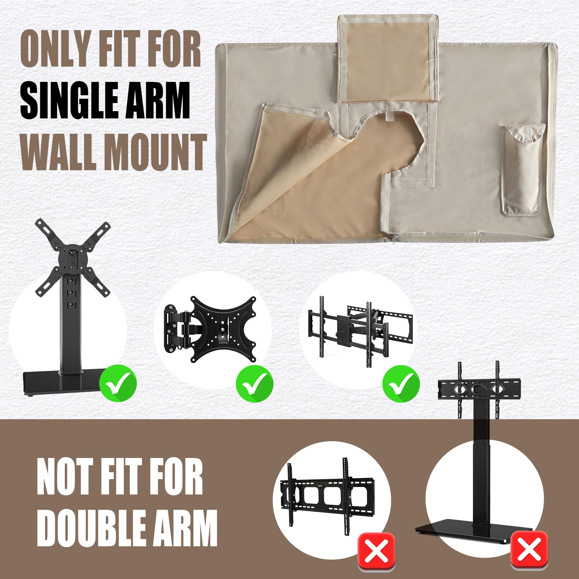 Slim Outdoor TV Cover - Waterproof TV Protector with 3 Side Full Zipper
