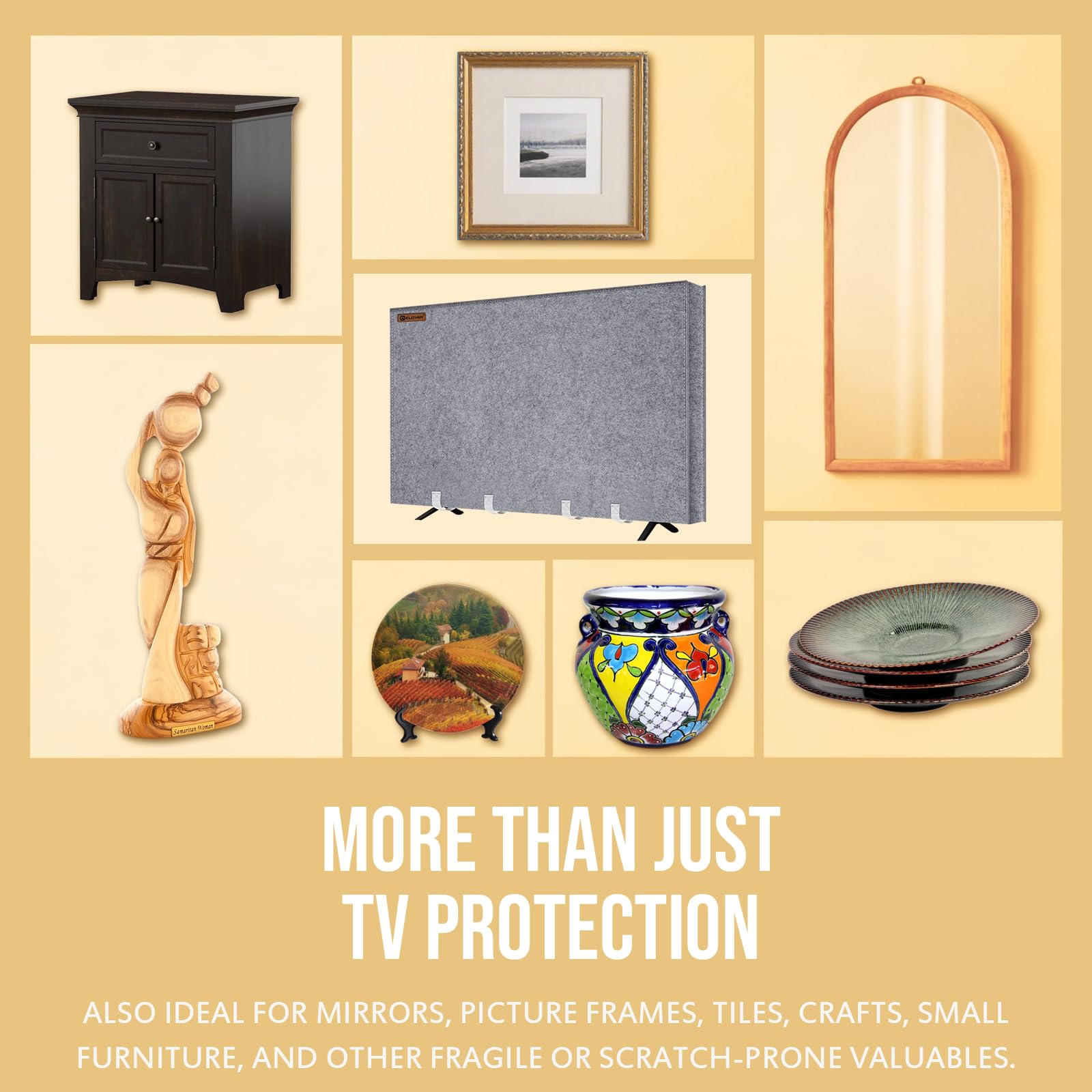 Felt TV Cover for Moving - Tear Resistance Thick TV Protector Dust Covers with Bottom Straps