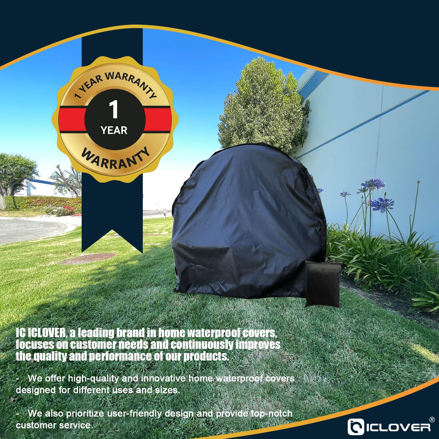 IC ICLOVER Firewood Log Hoop Cover | 24 Inch & 40 Inch & 48 Inch Outdoor Heavy Duty 600D Oxford Waterproof and Weather Resistant Patio Log Rack Cover | Wood Polyester Fabric Storage Holder Cover with Zipper